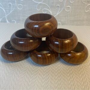 Vintage MCM Made in the USA Sigma 2” Wooden Napkin Rings. Beautiful Set of 6